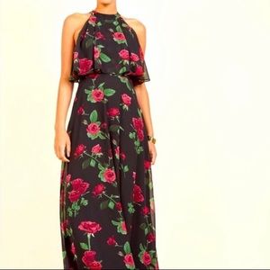 Liza Luxe Popover Floral Maxi Dress in 2X
